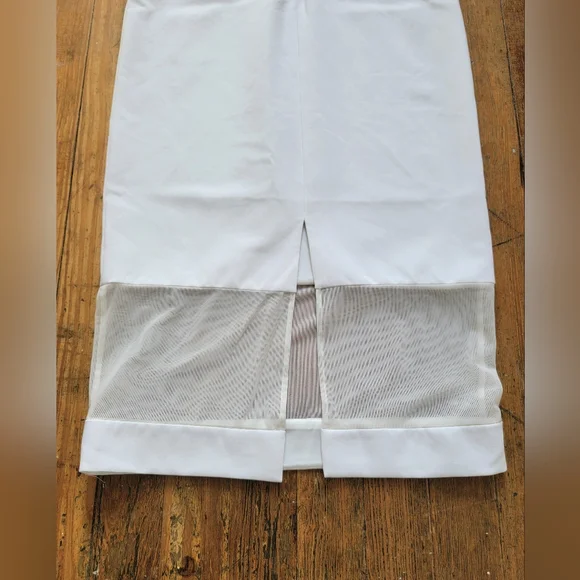 Alice + Olivia White Mesh Insert Dress Midi Sheath size 2 - Picture 8 of 10